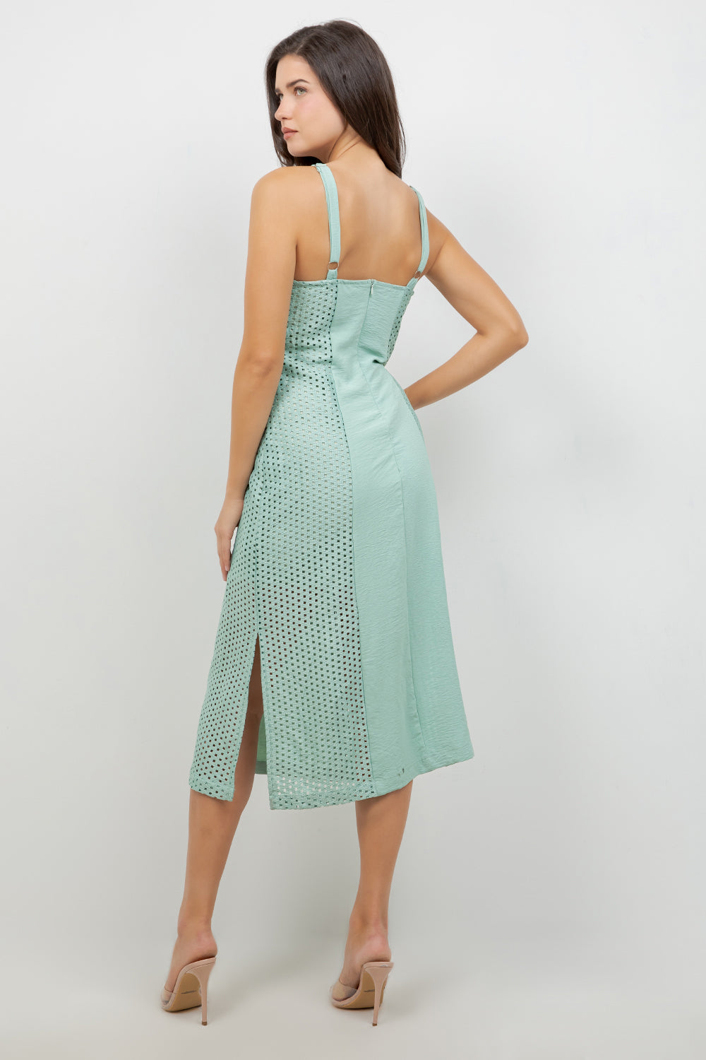 Vestido informal de tirantes para mujer, estilo resort, largo medio, con diseño recortado