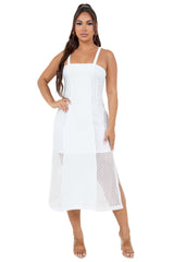 Vestido informal de tirantes para mujer, estilo resort, largo medio, con diseño recortado