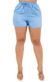 Pantalón corto informal de playa para mujer con cintura con cordón ajustable en mezcla de rayón