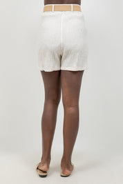 Crinkle Linen Blend Shorts with Belt