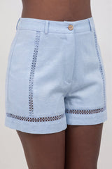 Linen Blend Shorts with Lace Detail