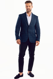 Chaqueta deportiva con estampado de cuadros azul marino para hombre de Mojito Reserve