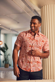 Men's Resort Style Casual Linen Blend Print Shirt