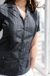 Camisa Guayabera Tradicional Mojito para Mujer, Mezcla de Algodón, Diseño de 4 Bolsillos, Manga Corta