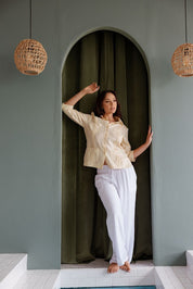 Camisa tradicional guayabera para mujer, premium, 100 % lino, mangas 3/4, tallas XS-3X