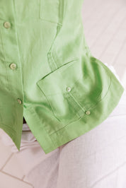 Camisa tradicional guayabera para mujer, premium, 100 % lino, manga corta, tallas XS-3X
