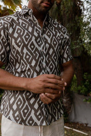 Mojito Men's Resort Style Casual Linen-Look Modern Print Shirt