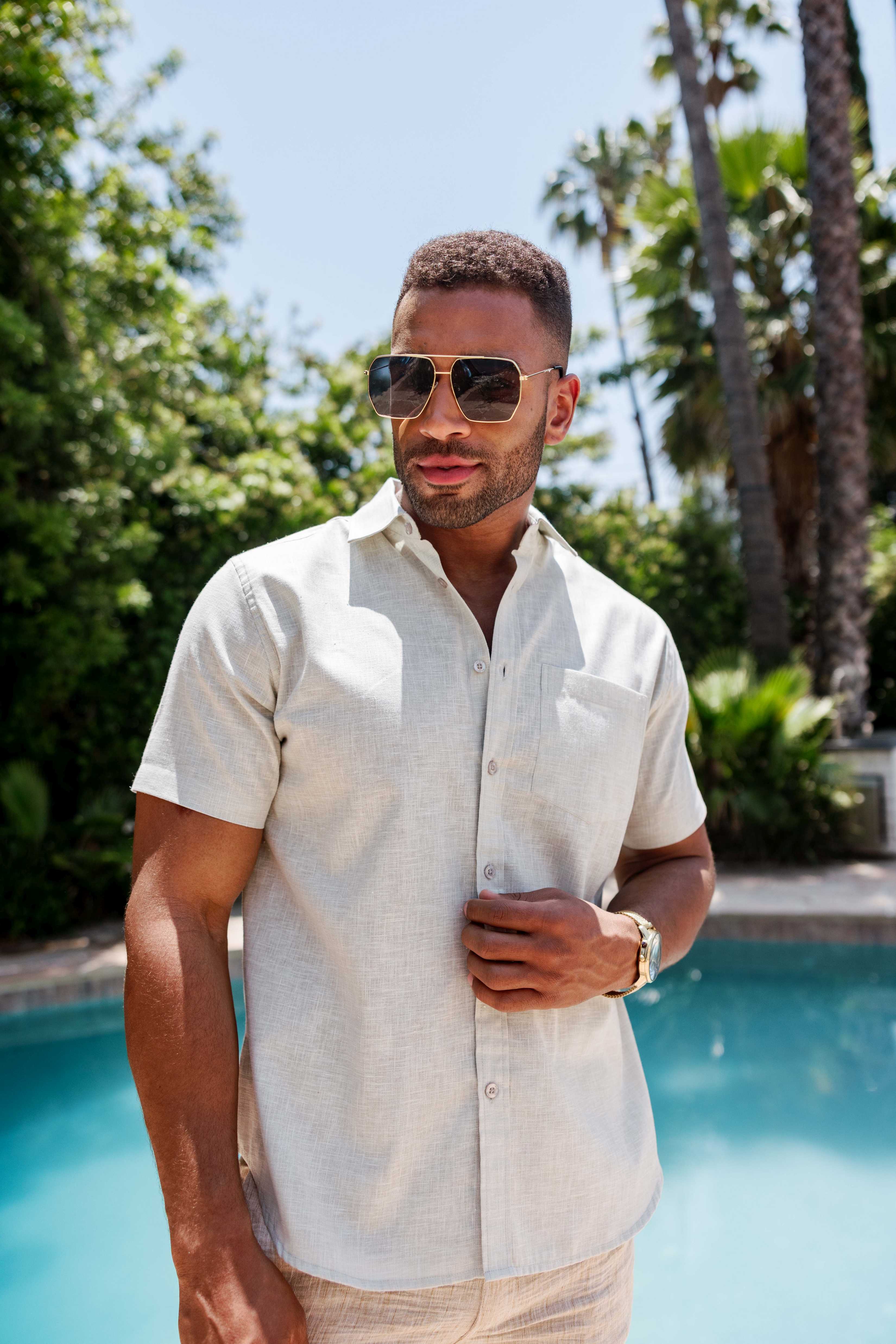 Mojito Men's Resort Style Casual Shirt Yarn Dyed Look Cotton Blend