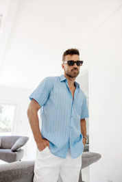 Mojito Men's Resort Style Casual Cotton Blend Pinstripe Print Shirt