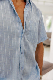 Mojito Men's Resort Style Casual Cotton Blend Pinstripe Print Shirt