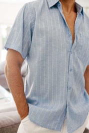 Mojito Men's Resort Style Casual Cotton Blend Pinstripe Print Shirt