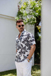 Mojito Men's Resort Style Casual Festive Print Searsucker Textured Shirt