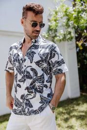 Mojito Men's Resort Style Casual Festive Print Searsucker Textured Shirt
