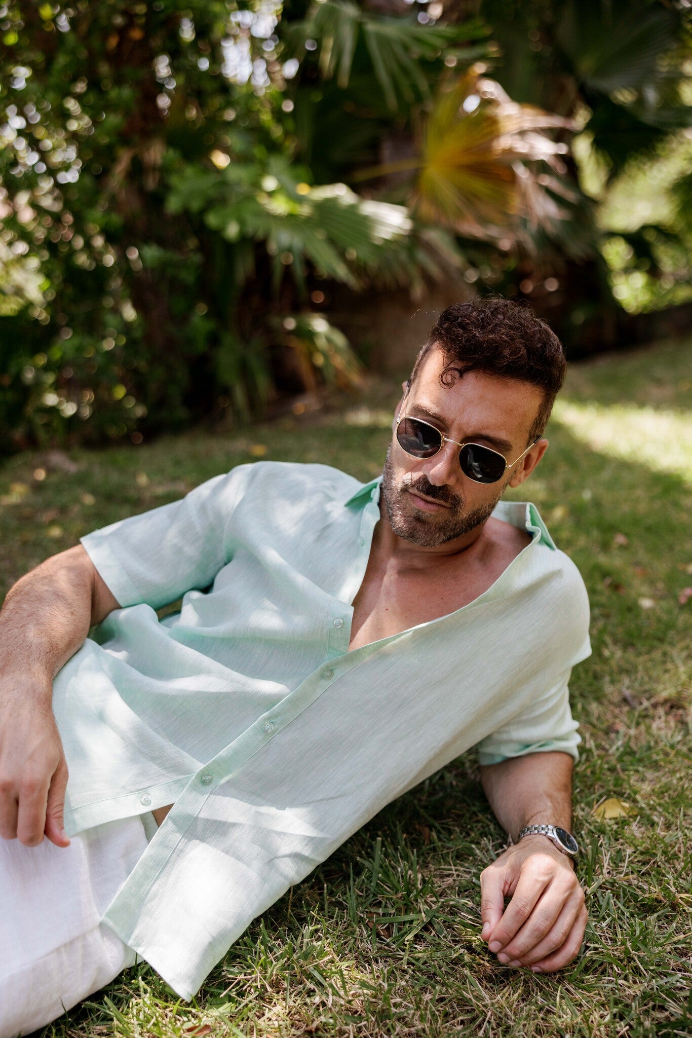 Mojito 100% Linen Short Sleeve Button-Down Shirt