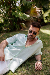 Mojito 100% Linen Short Sleeve Button-Down Shirt