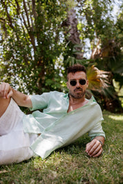 Mojito 100% Linen Short Sleeve Button-Down Shirt