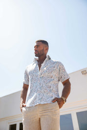 Mojito Men's Resort Style Casual Festive Textured Print Shirt