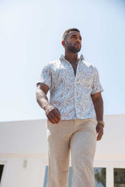 Mojito Men's Resort Style Casual Festive Textured Print Shirt