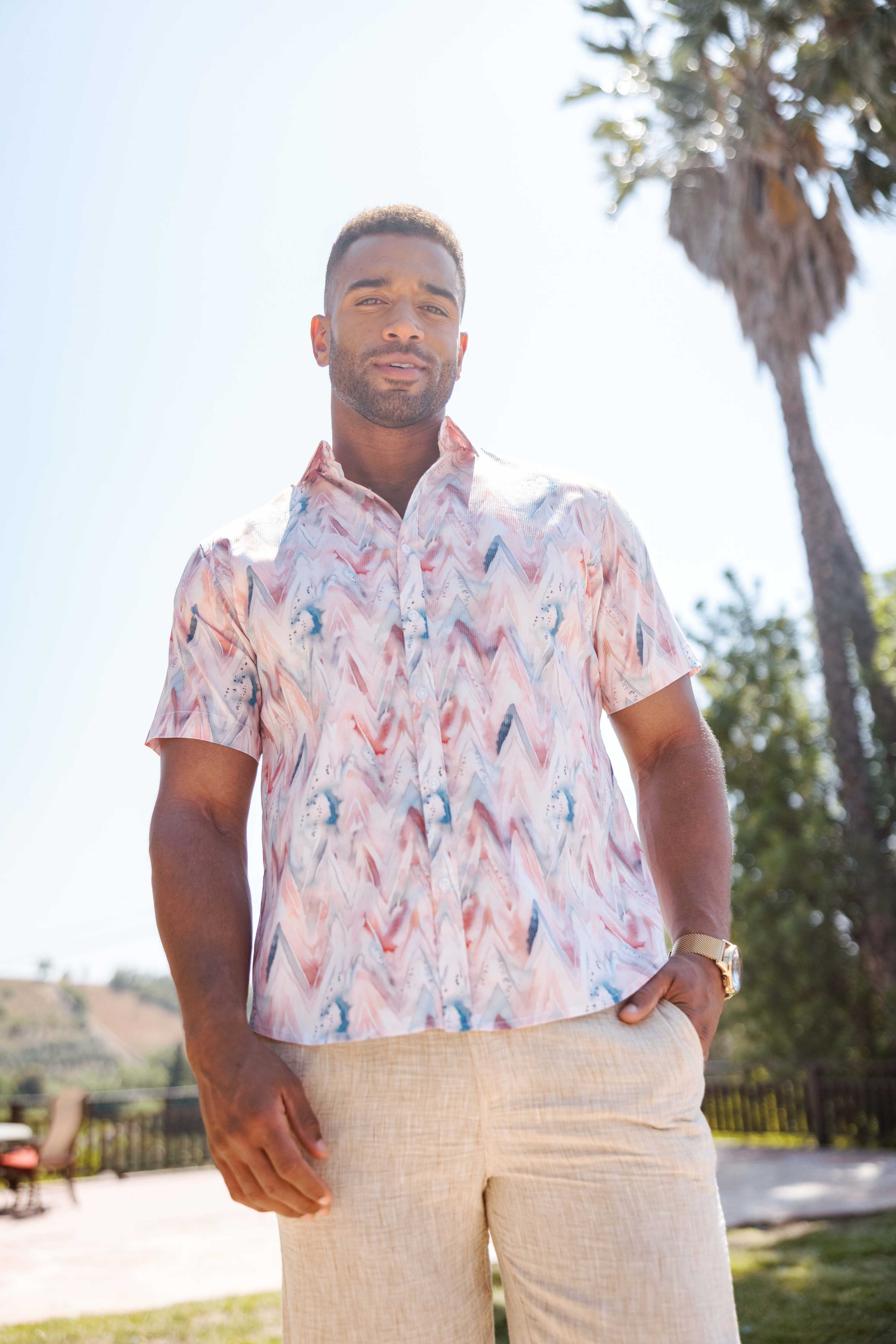 Mojito Men's Resort Style Casual Festive Textured Print Shirt