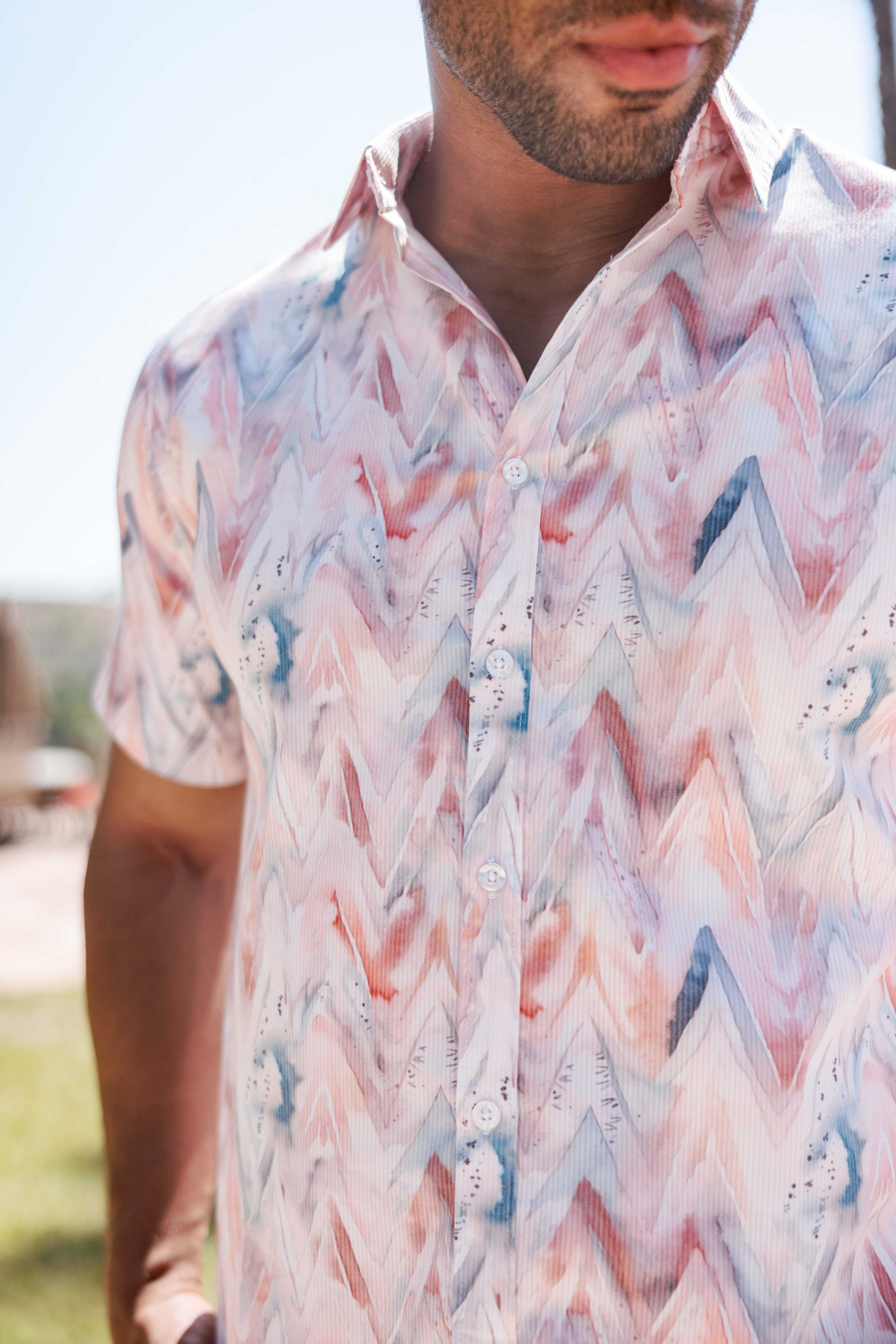 Mojito Men's Resort Style Casual Festive Textured Print Shirt