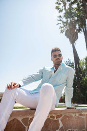 Camisa Guayabera de Rayas para Hombre de Manga Larga