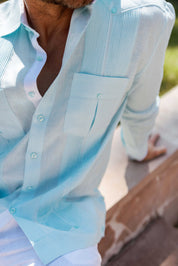 Camisa Guayabera de Rayas para Hombre de Manga Larga
