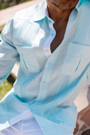 Camisa Guayabera de Rayas para Hombre de Manga Larga