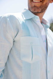 Camisa Guayabera de Rayas para Hombre de Manga Larga