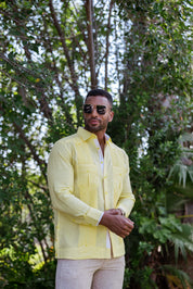 Camisa Guayabera de Rayas para Hombre de Manga Larga