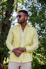 Camisa Guayabera de Rayas para Hombre de Manga Larga