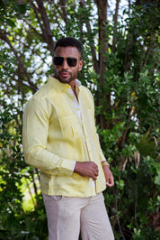 Camisa Guayabera de Rayas para Hombre de Manga Larga