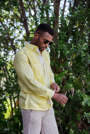 Camisa Guayabera de Rayas para Hombre de Manga Larga