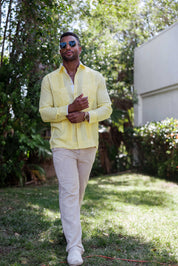 Camisa Guayabera de Rayas para Hombre de Manga Larga