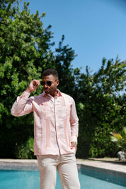 Camisa Guayabera de Rayas para Hombre de Manga Larga