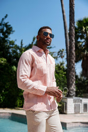 Camisa Guayabera de Rayas para Hombre de Manga Larga