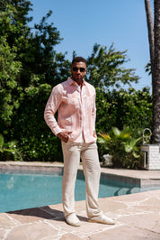Camisa Guayabera de Rayas para Hombre de Manga Larga