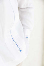 Mojito Men's Guayabera Shirt Chacabana 100% Linen with Contrast Trim Long Sleeve and French Cuff