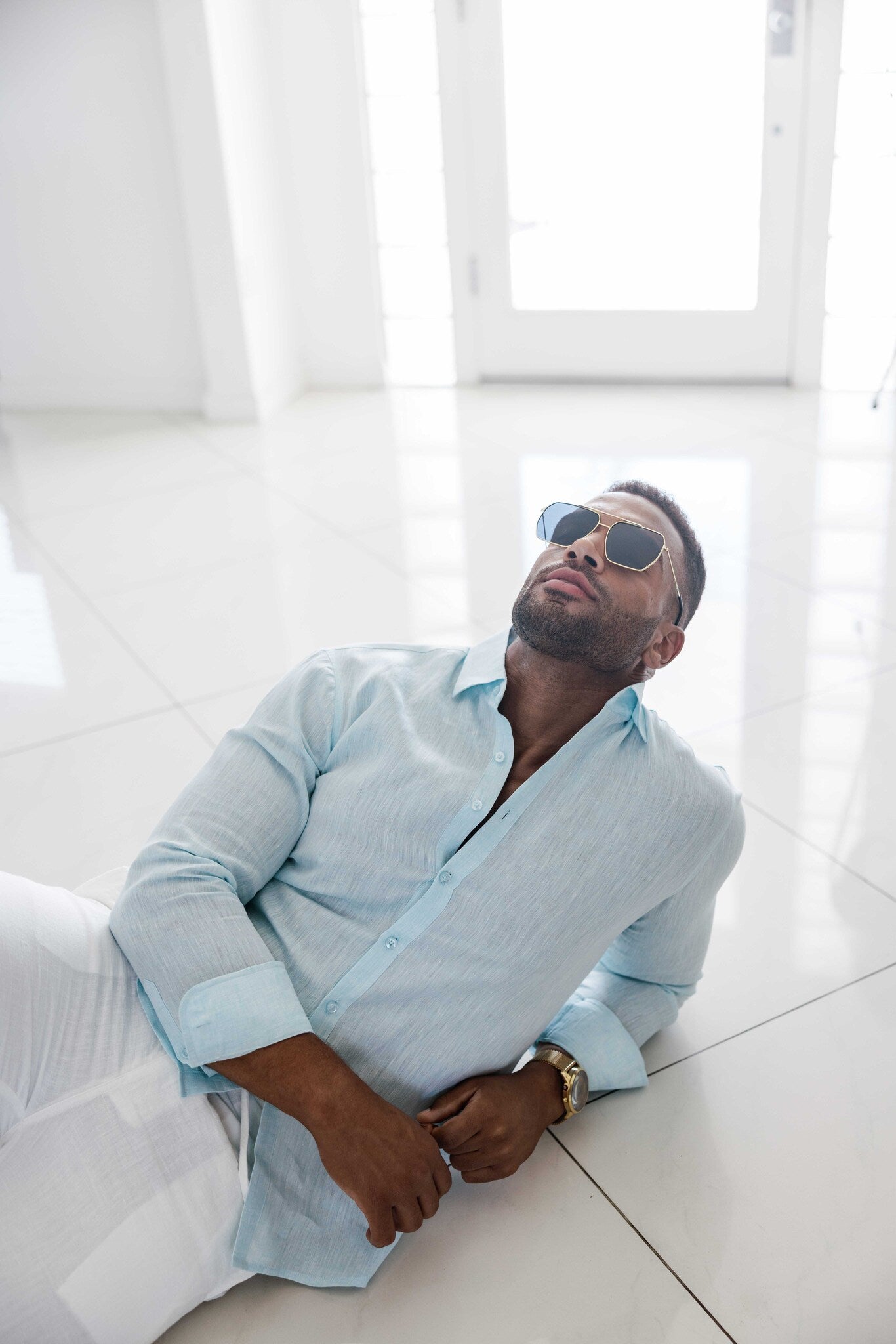 Mojito Men's 100% Linen Long Sleeve Button-Down Shirt