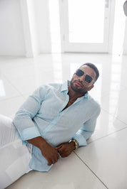Mojito Men's 100% Linen Long Sleeve Button-Down Shirt