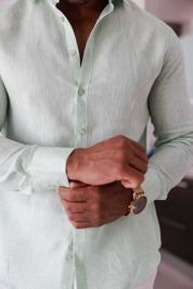 Mojito Men's 100% Linen Long Sleeve Button-Down Shirt