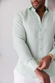 Mojito Men's 100% Linen Long Sleeve Button-Down Shirt