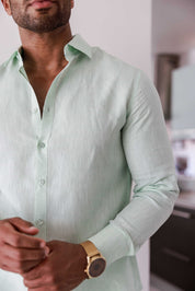 Mojito Men's 100% Linen Long Sleeve Button-Down Shirt