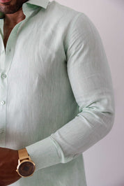 Mojito Men's 100% Linen Long Sleeve Button-Down Shirt
