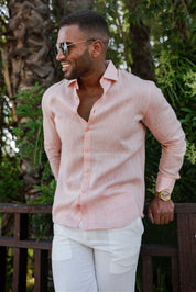 Mojito Men's 100% Linen Long Sleeve Button-Down Shirt