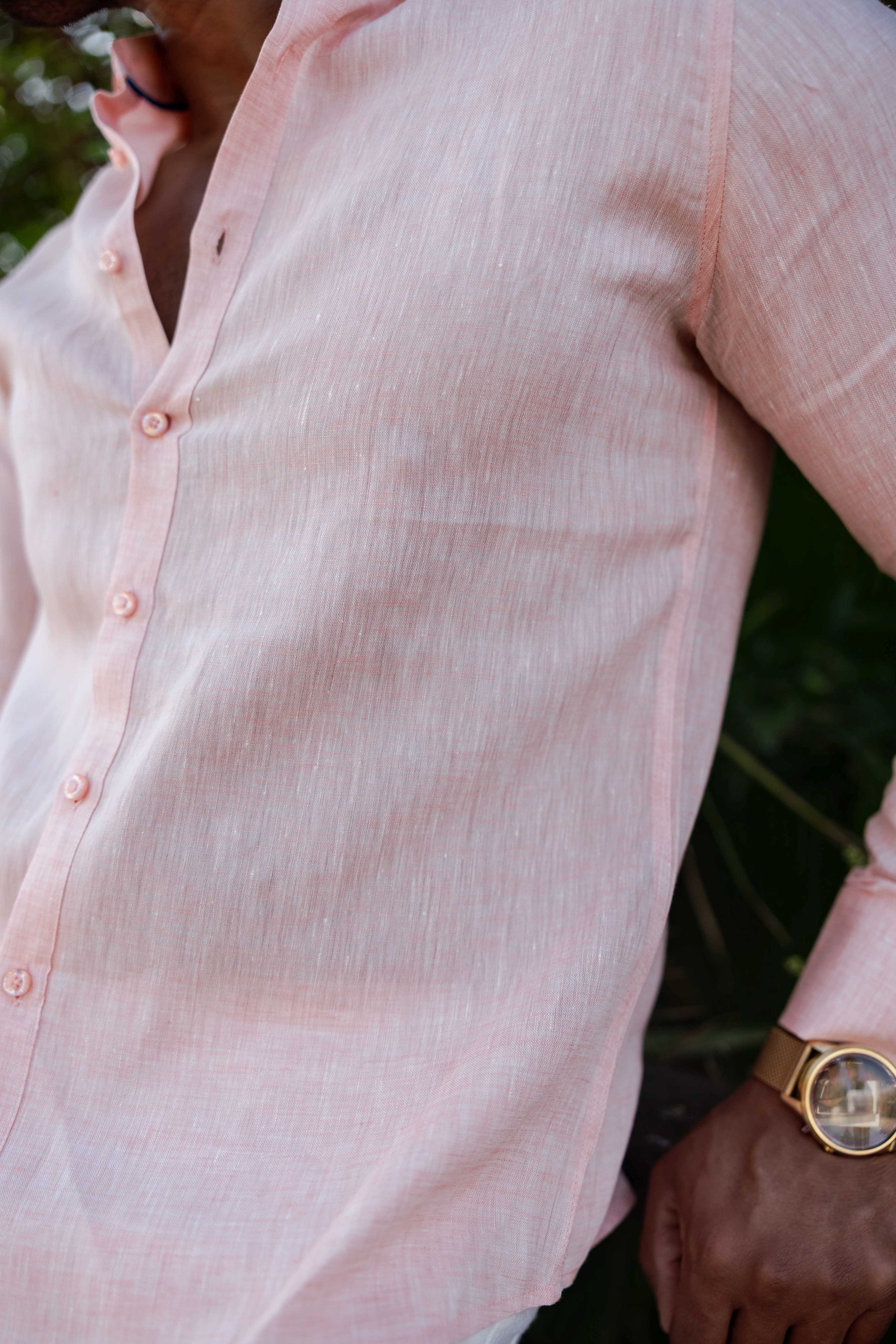 Mojito Men's 100% Linen Long Sleeve Button-Down Shirt