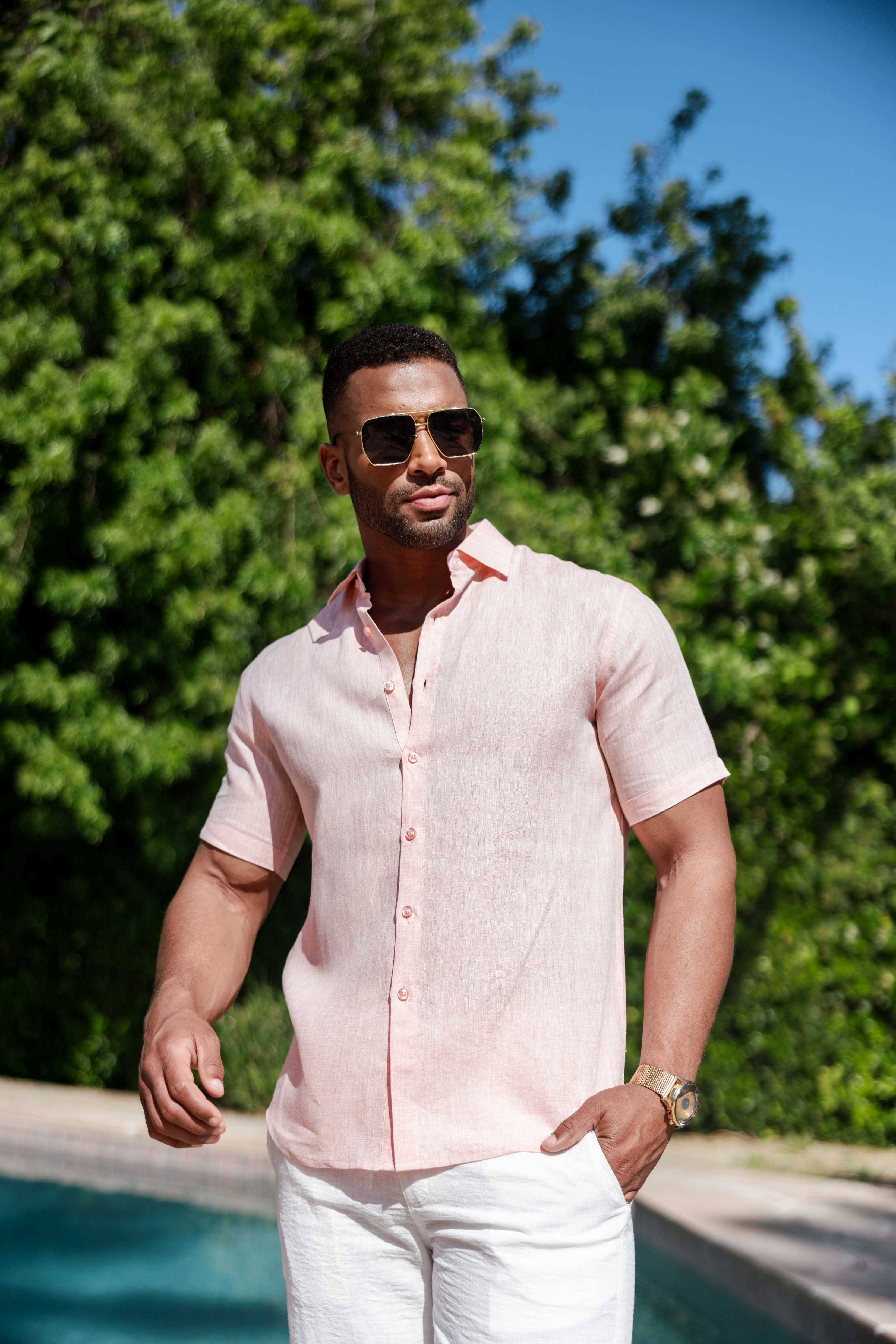 Mojito 100% Linen Short Sleeve Button-Down Shirt