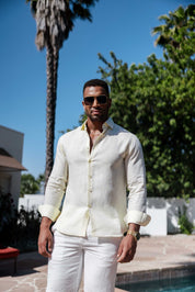 Mojito Men's 100% Linen Long Sleeve Button-Down Shirt
