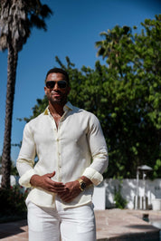 Mojito Men's 100% Linen Long Sleeve Button-Down Shirt