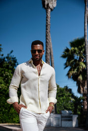 Mojito Men's 100% Linen Long Sleeve Button-Down Shirt