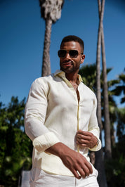 Mojito Men's 100% Linen Long Sleeve Button-Down Shirt